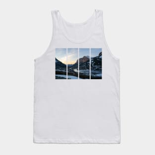 Wonderful landscapes in Norway. Vestland. Beautiful scenery of mountain valley in Rauma on the Geiranger -Trollstigen scenic route. Snowed mountains at the sunset Tank Top